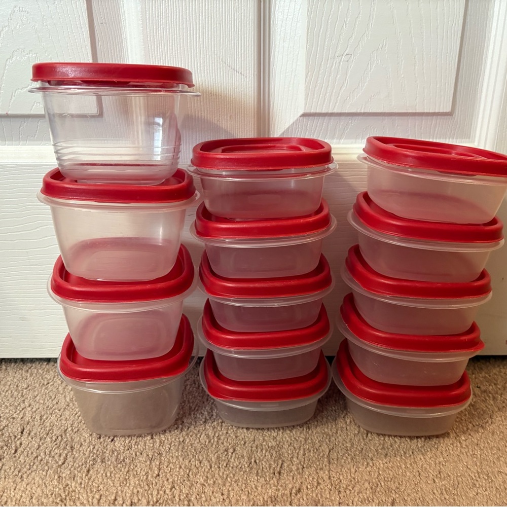 Rubbermaid Clear Food Storage Containers with Red Lids (Multiple)